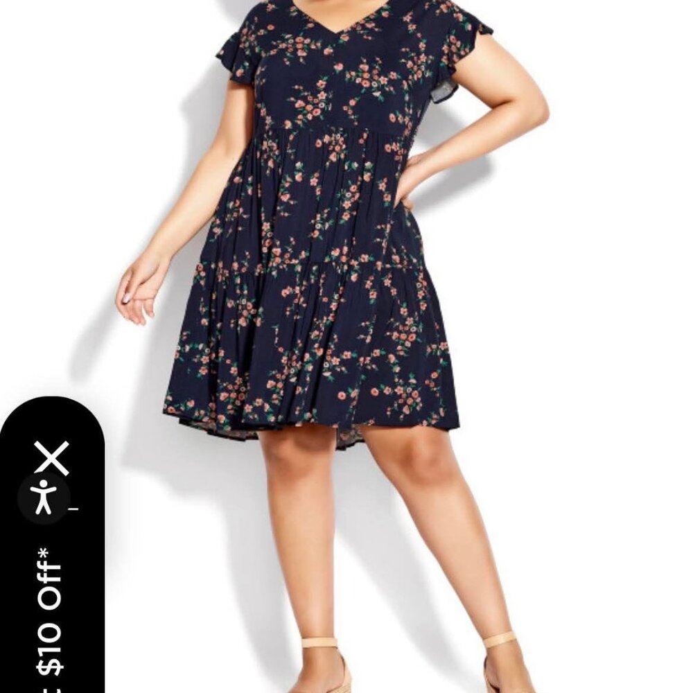 Loralette Unwind Navy Floral Tiered Dress
